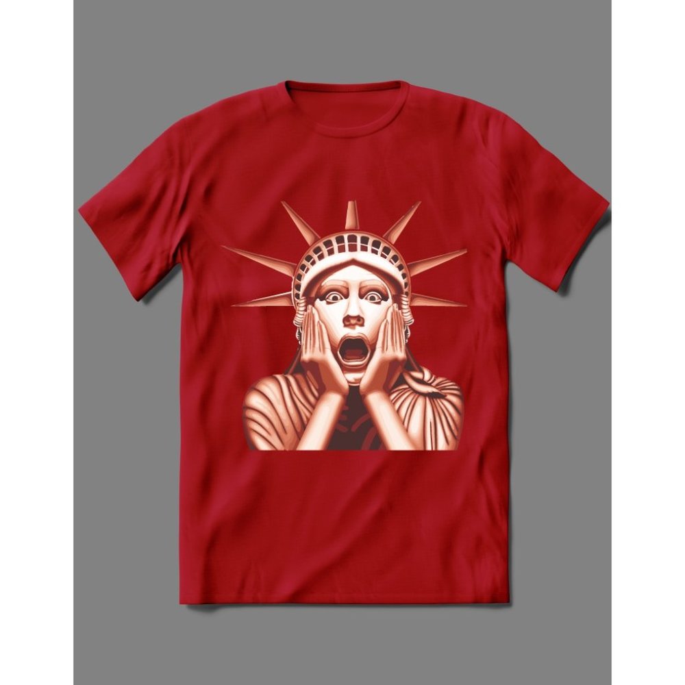 STATUE OF LIBERTY SCREAM HOME MOVIE CARTOON SHIRT